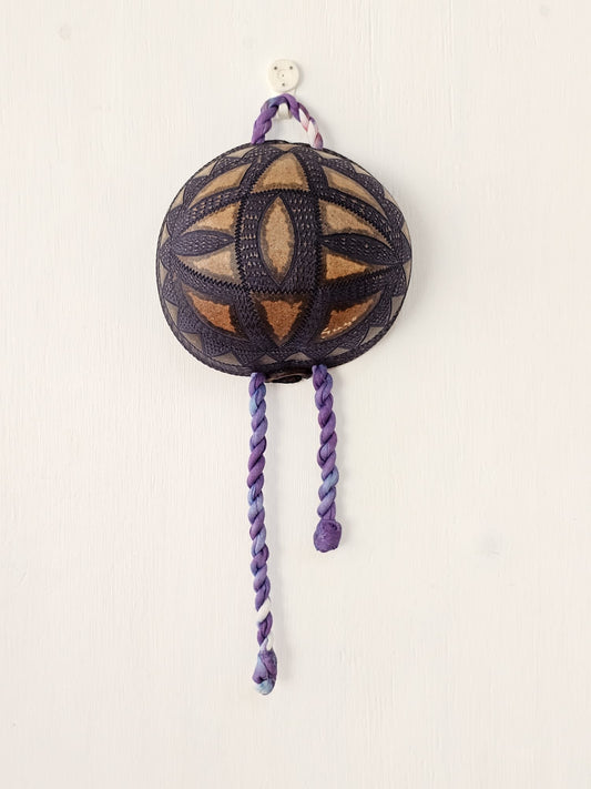 Hand Carved Calabash Hanging Geometric w/ Tassels