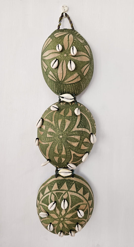 Hand Carved Calabash Hanging Geometric