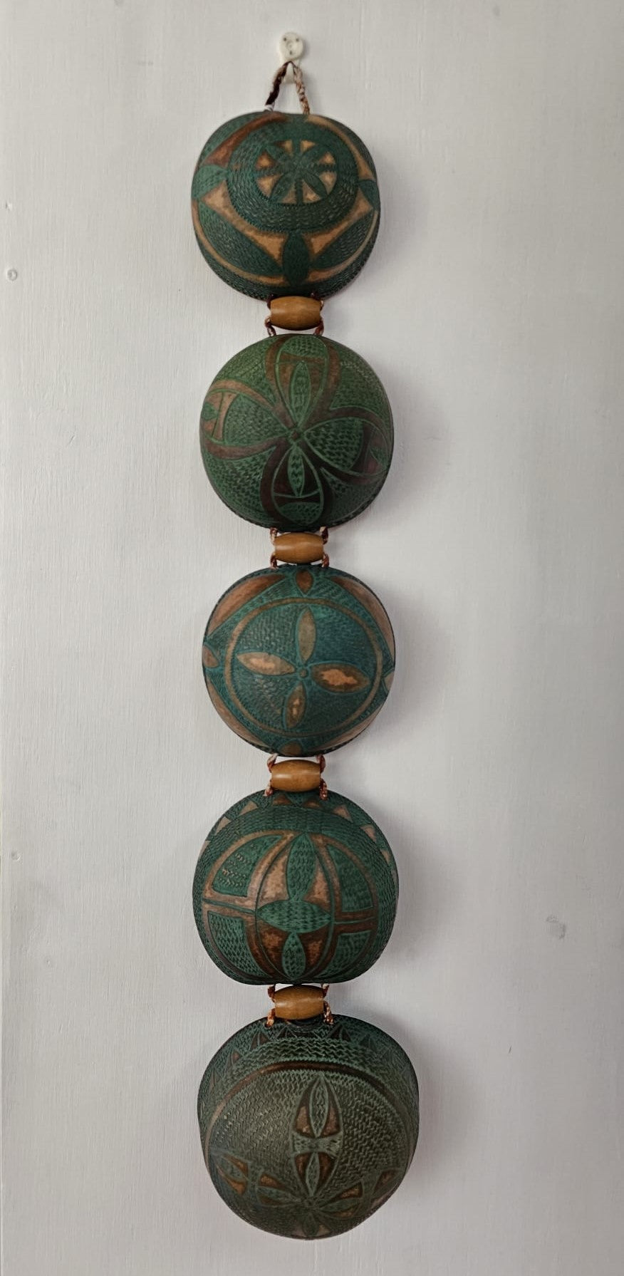 Hand Carved Calabash Hanging Geometric