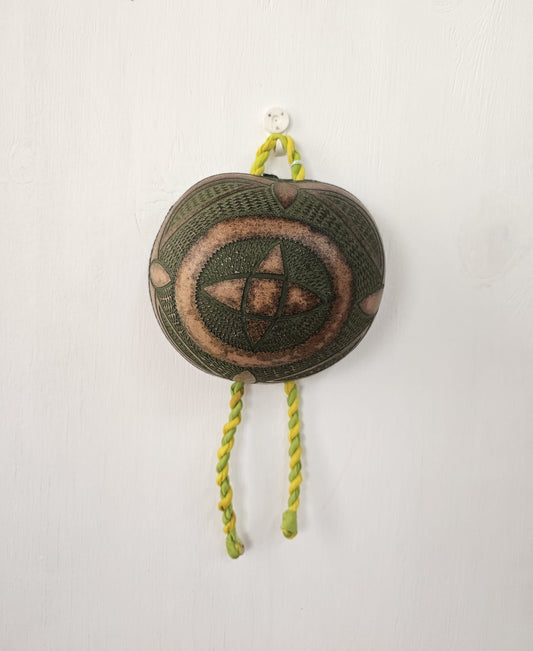 Hand Carved Calabash Hanging Geometric w/ Tassels