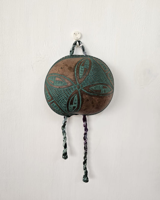 Hand Carved Calabash Hanging Geometric w/ Tassels