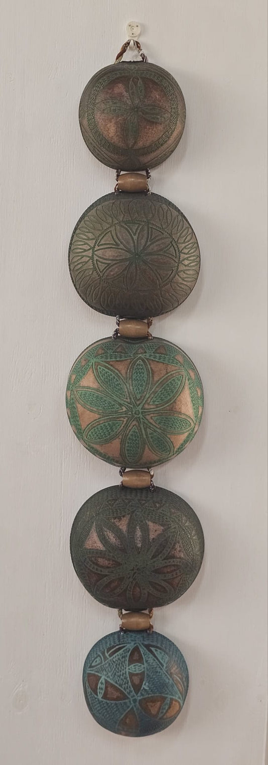 Hand Carved Calabash Hanging Geometric