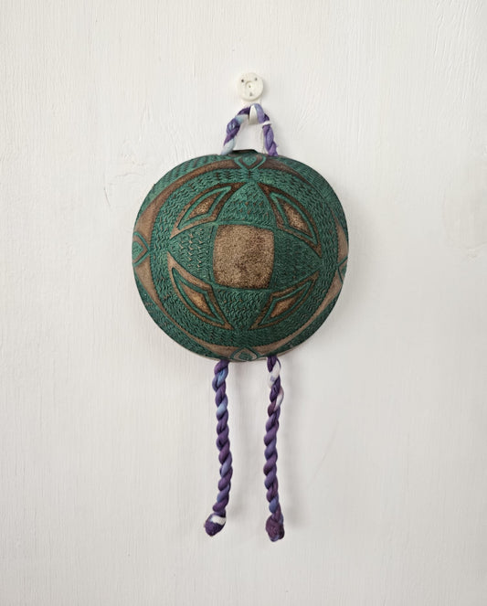 Hand Carved Calabash Hanging Geometric w/ Tassels